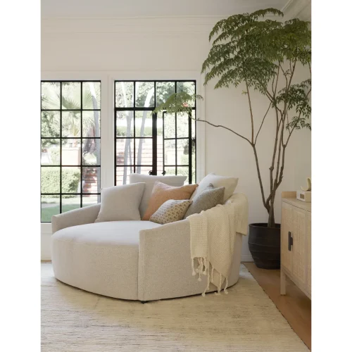 SELENE - Light Grey Round Cuddle Chair