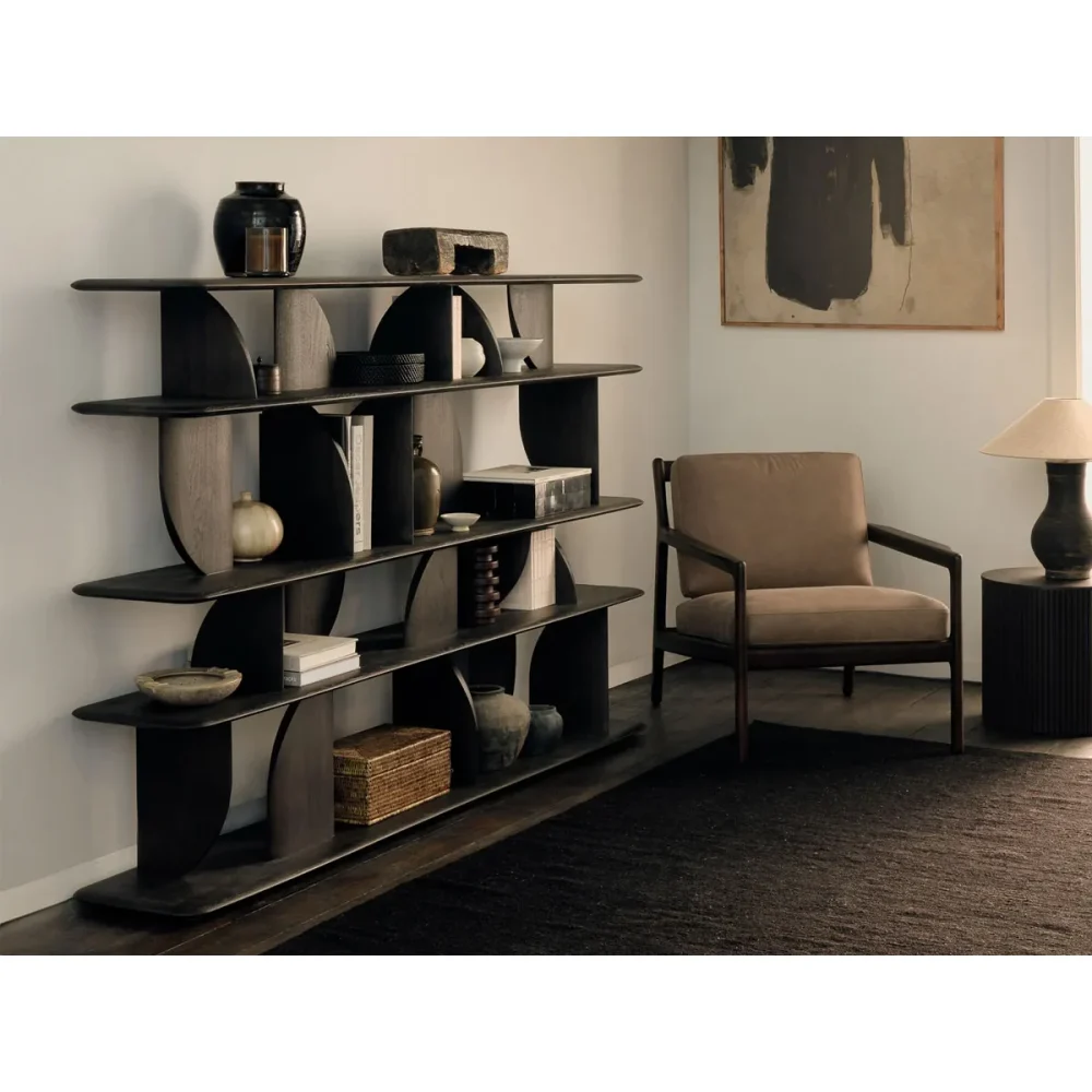 ARCADIA -Dark Brown Polished Geometric Bookshelf