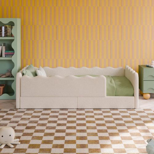 CLOE – Cozy Ivory Boucle Low Profile Kid’s Bed