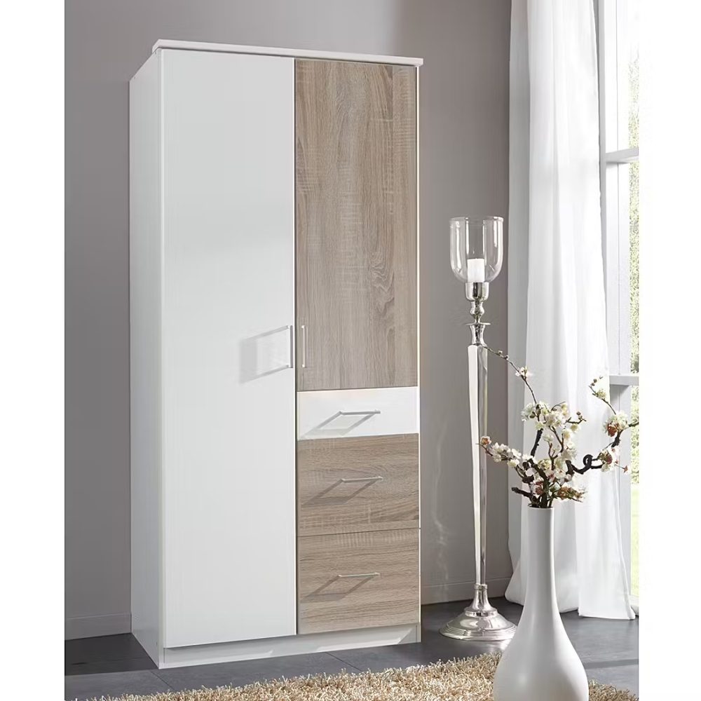CYLLA – Two Door Cupboard with Drawers & Hanging Storage